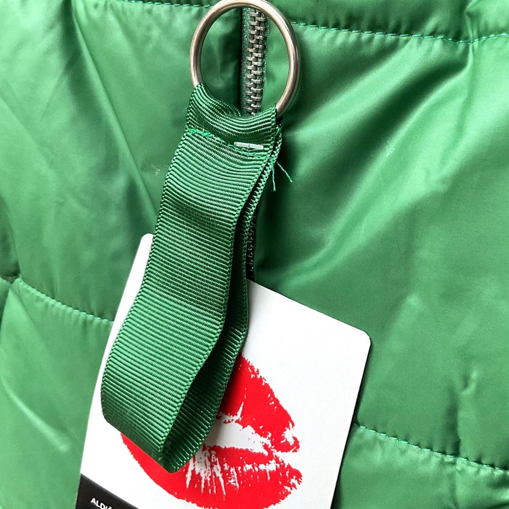 Green Cropped Puffer Jacket NWT – Oversized Ring Zip, High Neck, Y2K Streetwear - Picture 9 of 14